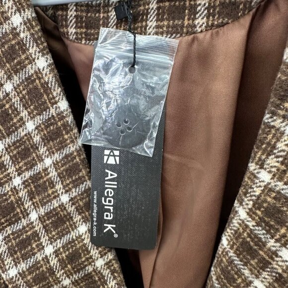 Allegra K Plaid Notched Lapel One Button Blazer Jacket Womens size Large NEW - Picture 3 of 6